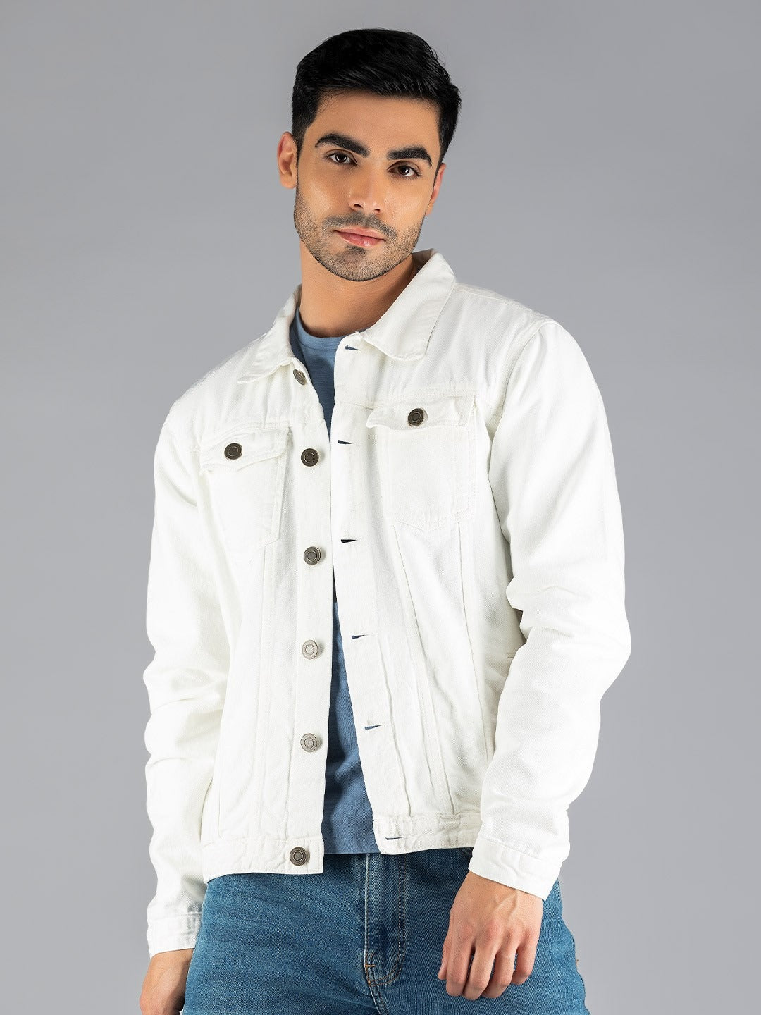 Men White Washed Lightweight Outdoor Denim Jacket by PARINDA – Summer-Ready Cotton Style for Pakistani Weather