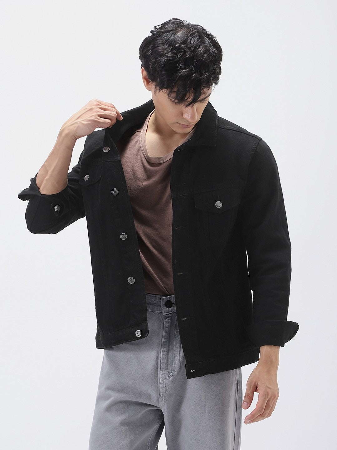 Men’s Solid Washed Denim Jacket – Full Sleeve Regular Fit Casual Jacket by PARINDA Pakistan