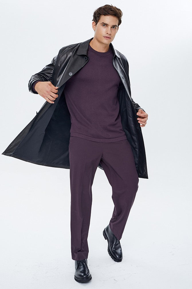 PRINDA Black Bruyne Men's Genuine Leather Coat Black