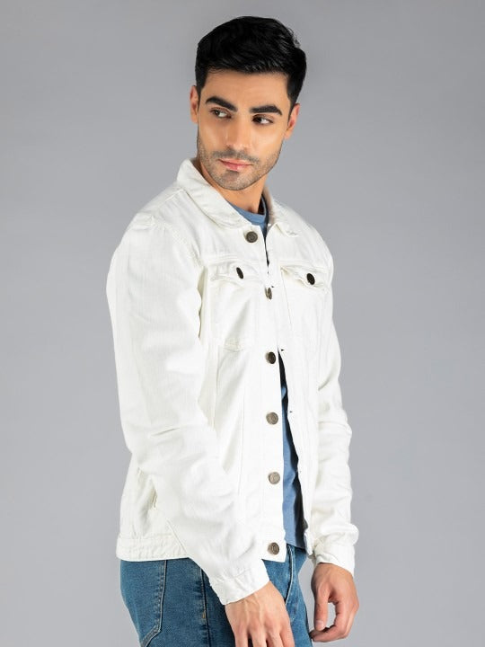Men White Washed Lightweight Outdoor Denim Jacket by PARINDA – Summer-Ready Cotton Style for Pakistani Weather