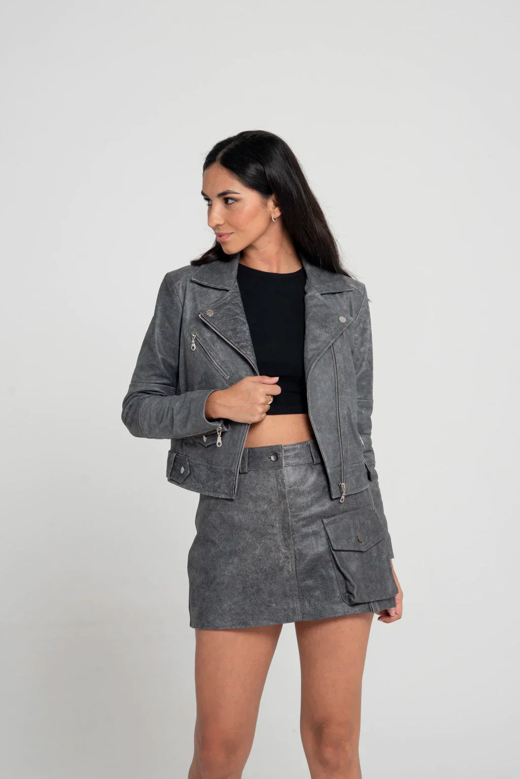 PRINDA Midnight Gray Rider Biker Jacket