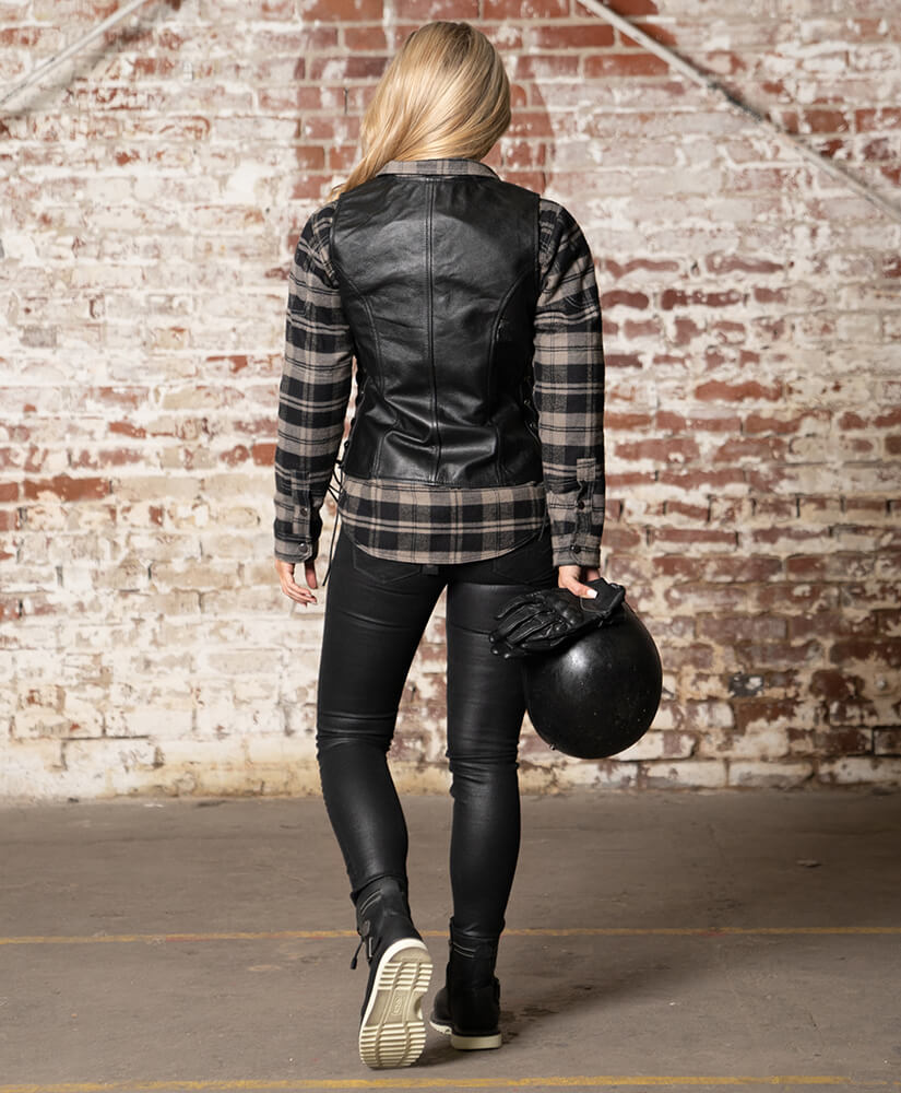 PRINDA Haughty Black Leather Motorcycle Vest for Women