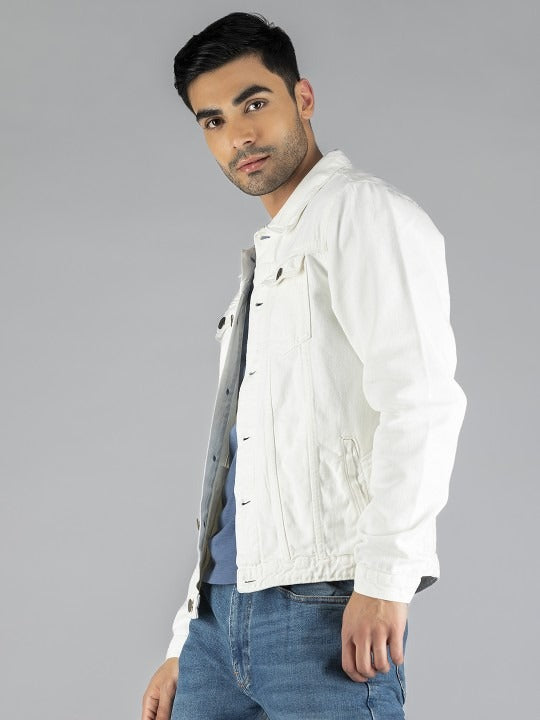 Men White Washed Lightweight Outdoor Denim Jacket by PARINDA – Summer-Ready Cotton Style for Pakistani Weather