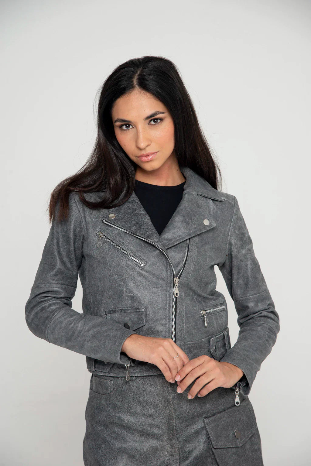 PRINDA Midnight Gray Rider Biker Jacket
