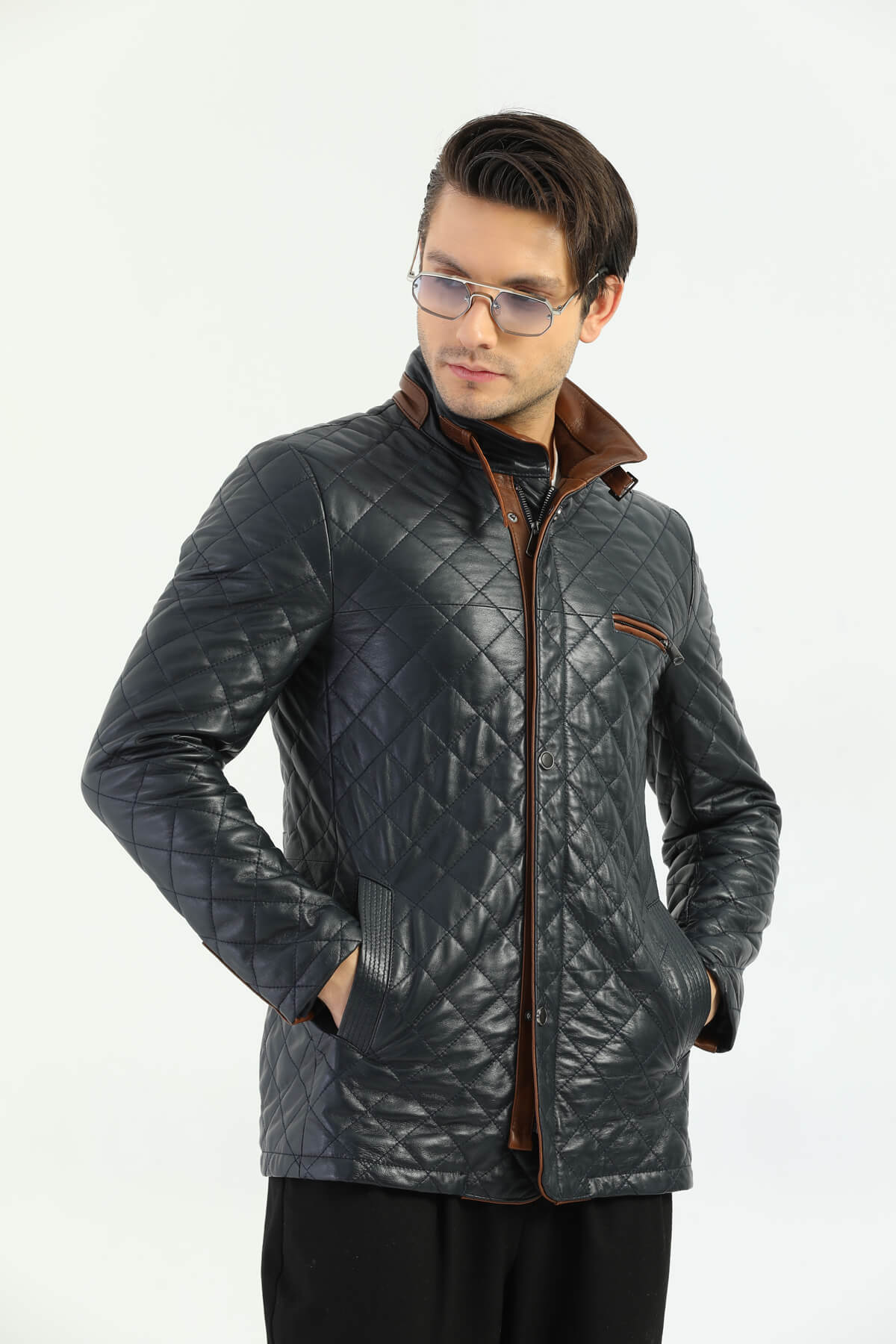 Oslo Brown Striped Genuine Leather Jacket
