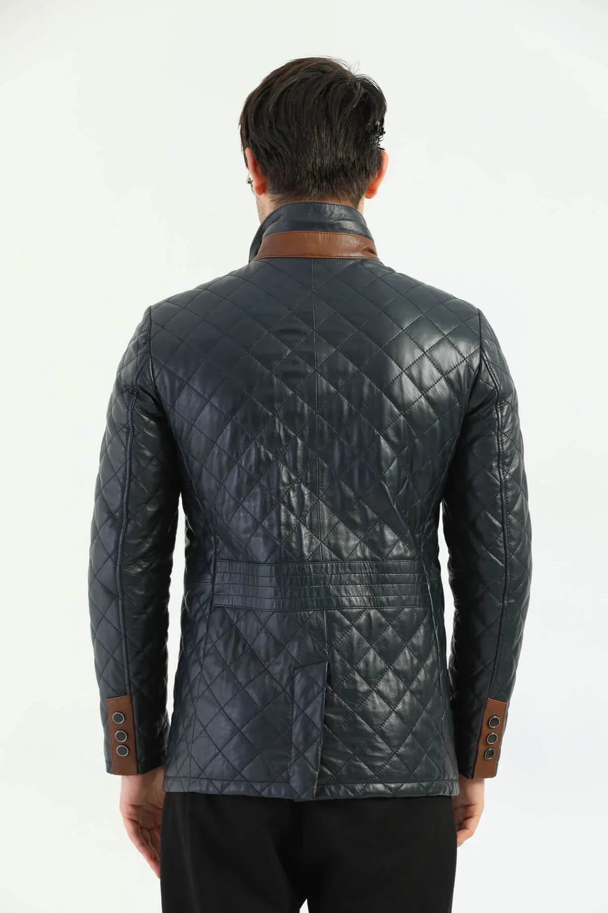 Oslo Brown Striped Genuine Leather Jacket