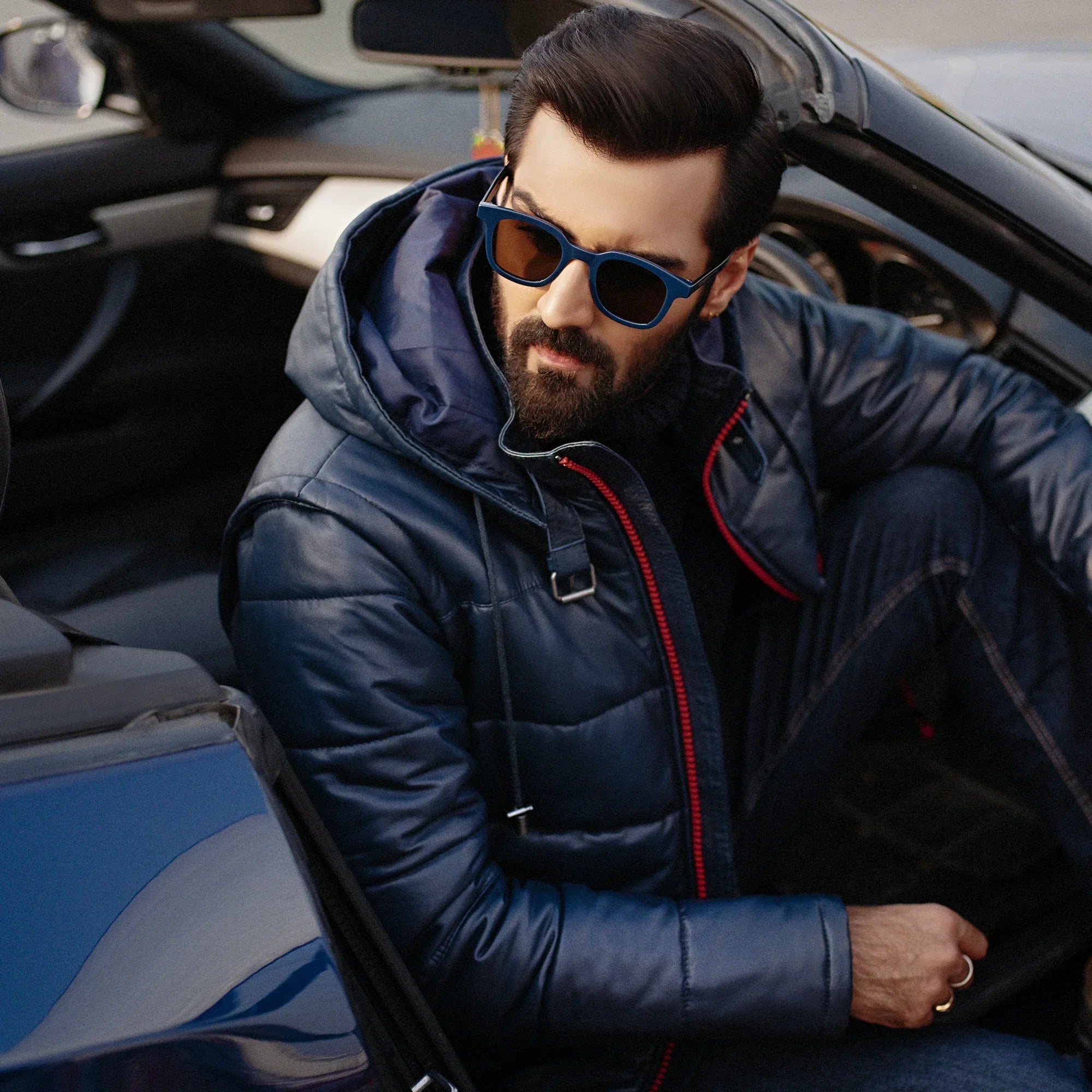 PRINDA Quilted Genuine Leather Jacket - Detachable Hood Edition