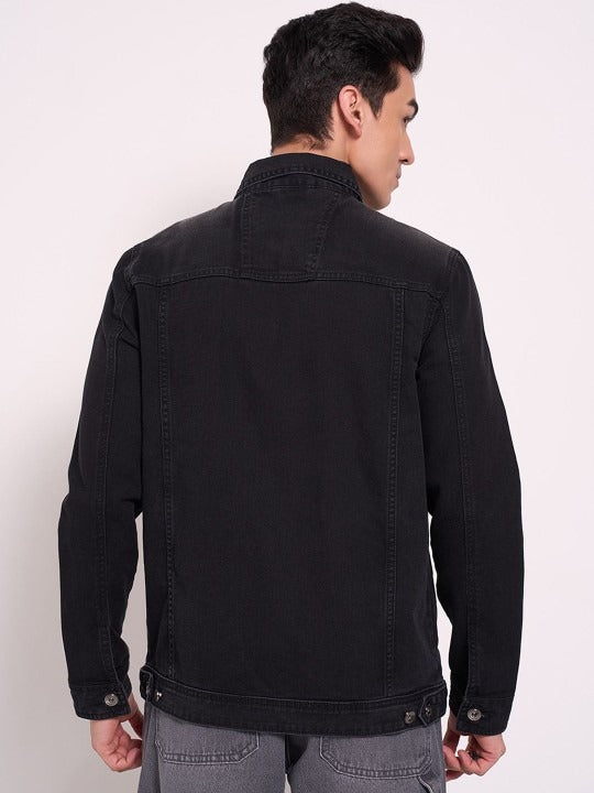 Men’s Washed Patchwork Crop Denim Jacket – Urban Streetwear by PARINDA Pakistan