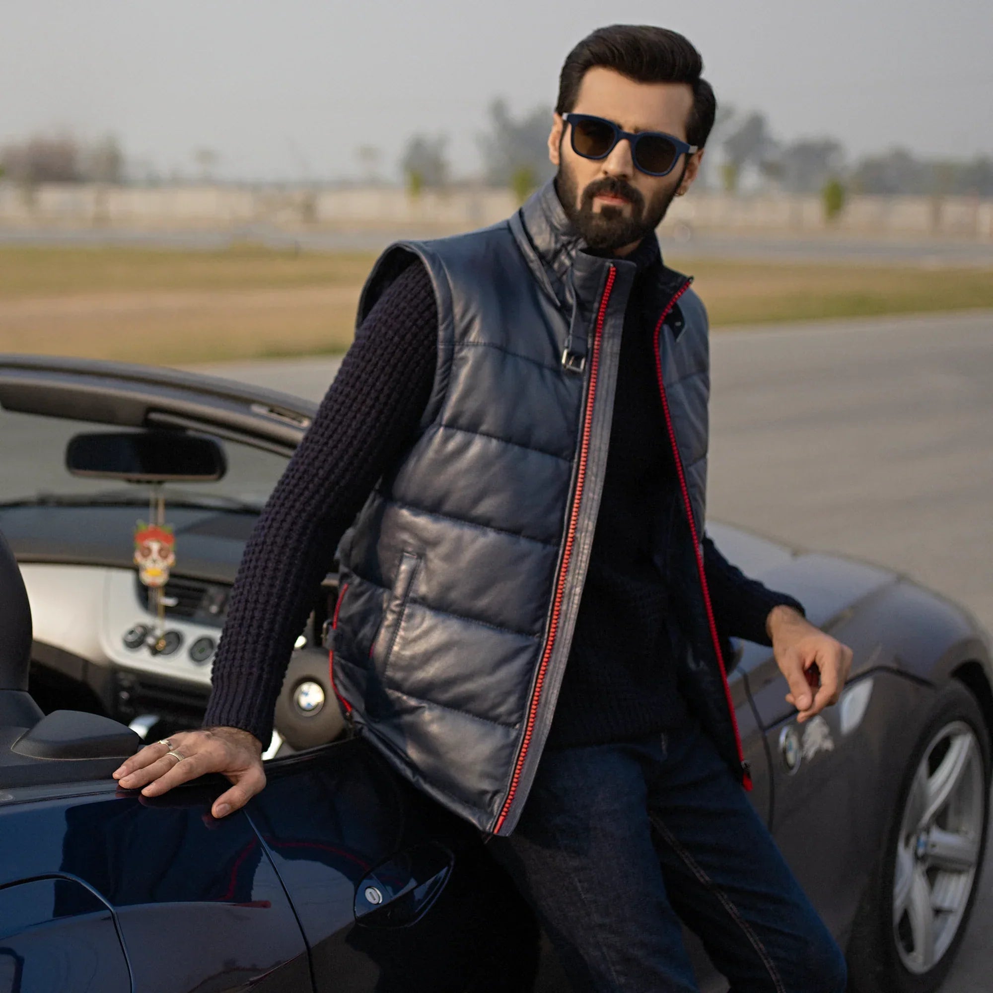 PRINDA Quilted Genuine Leather Jacket - Detachable Hood Edition