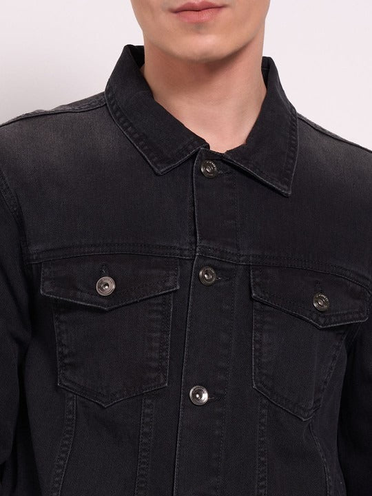 Men’s Washed Patchwork Crop Denim Jacket – Urban Streetwear by PARINDA Pakistan