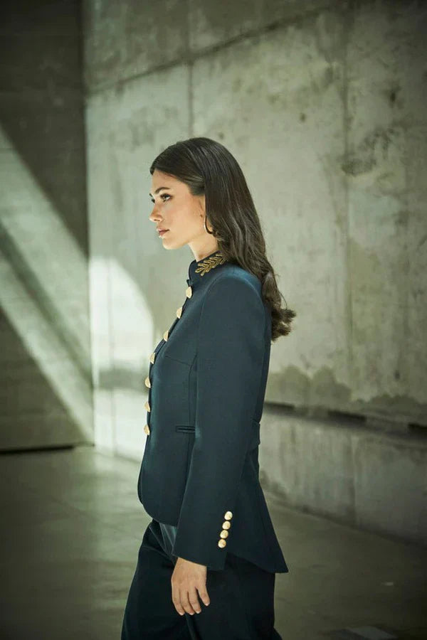 PRINDA Slim Fit Navy Blue Blazer