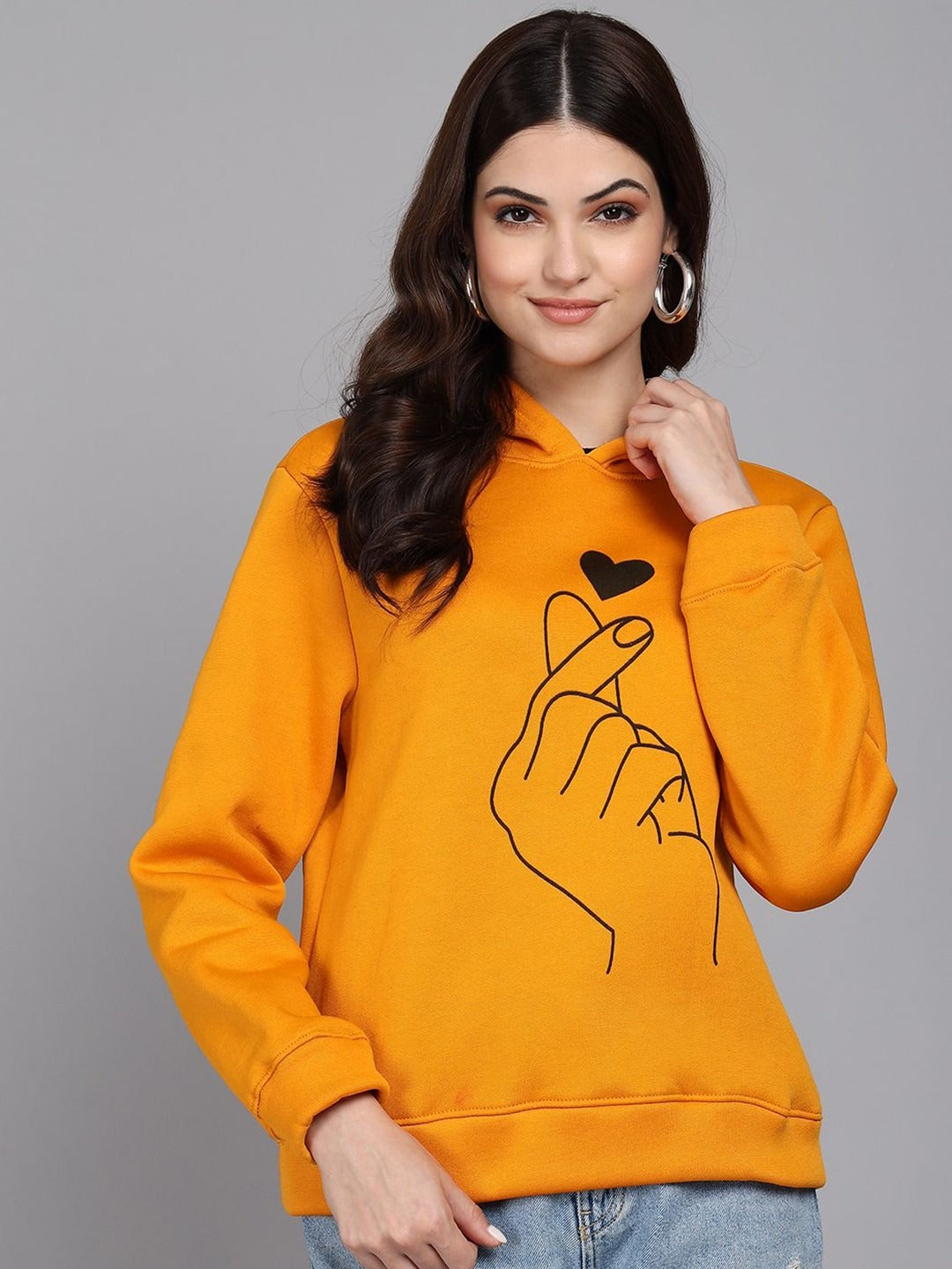 Women Hooded Long Sleeves Yellow Hoodie – Casual Pullover Sweatshirt for Pakistan | PRINDA