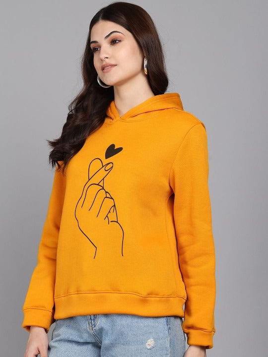 Women Hooded Long Sleeves Yellow Hoodie – Casual Pullover Sweatshirt for Pakistan | PRINDA