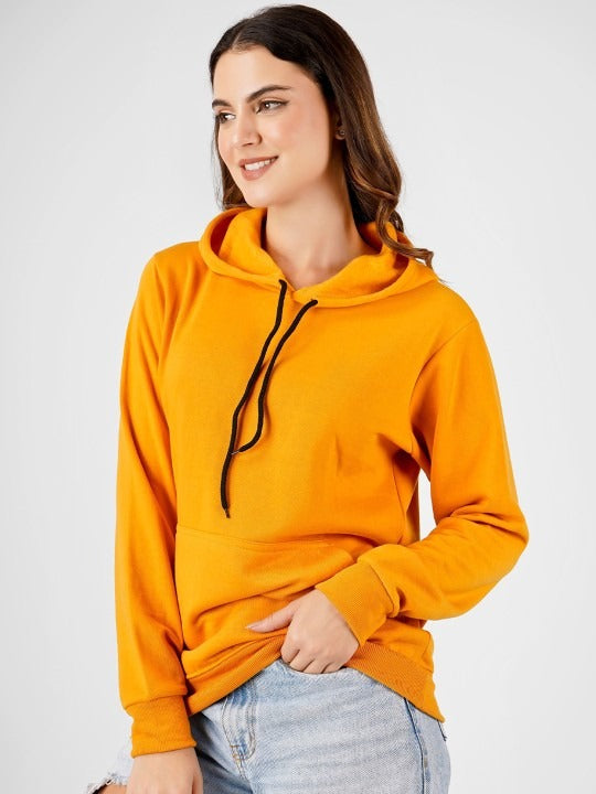 Women Hooded Cotton Yellow Hoodie – Casual Pullover for Pakistan | PRINDA