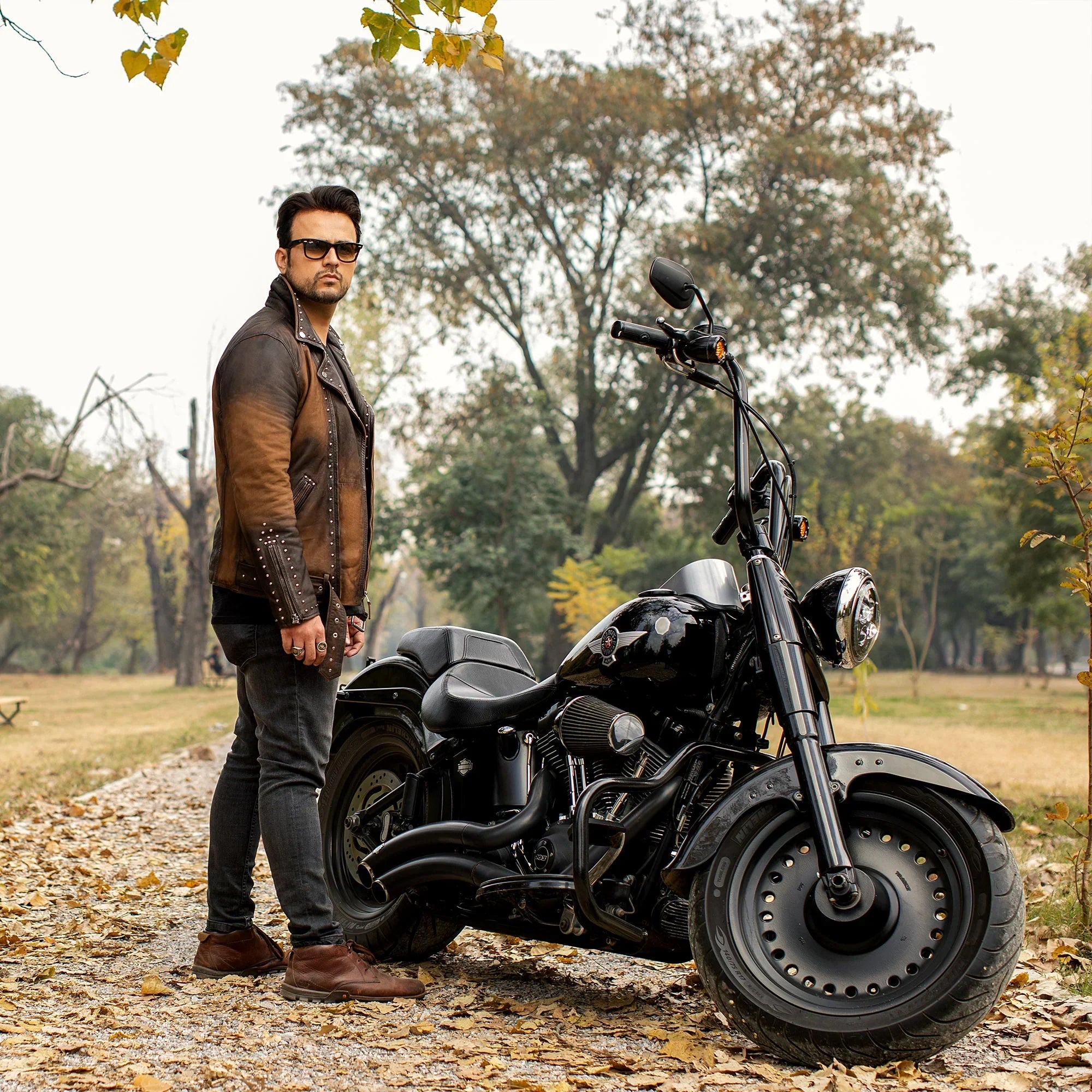 PRINDA Vintage Studded Leather Jacket