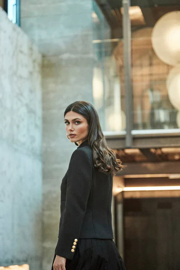 PRINDA Women Black Blazer with Pockets