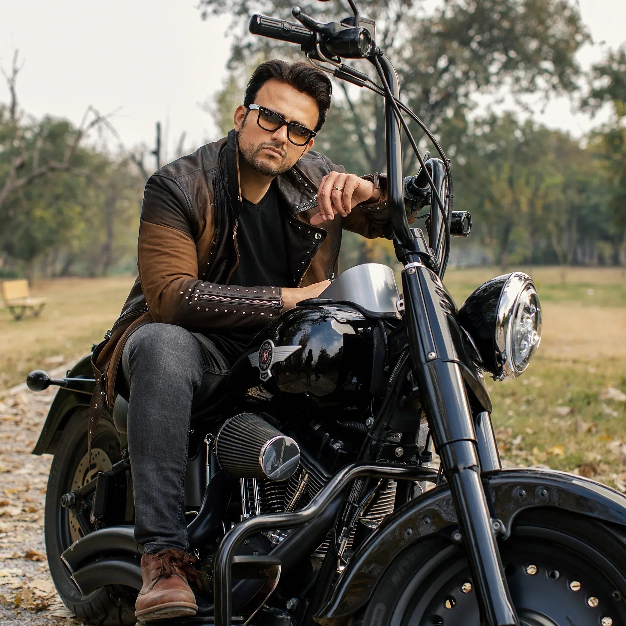 PRINDA Vintage Studded Leather Jacket