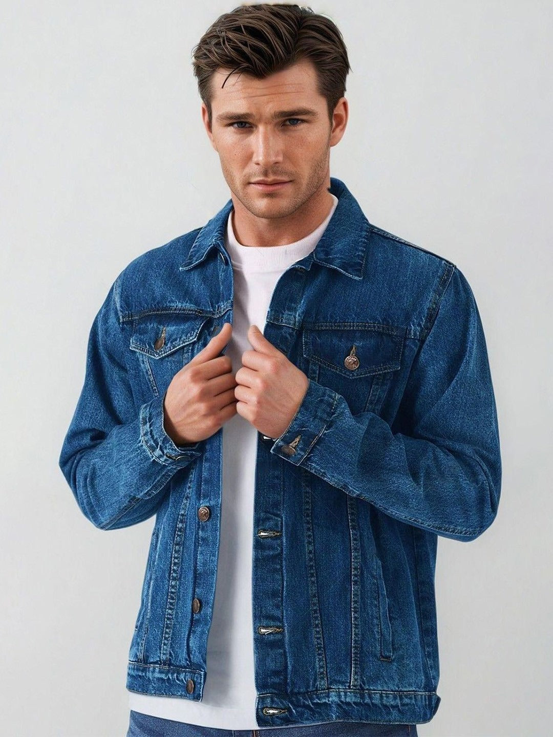 Men's Solid Denim Jacket – Classic Casual Style for Pakistani Weather | PARINDA