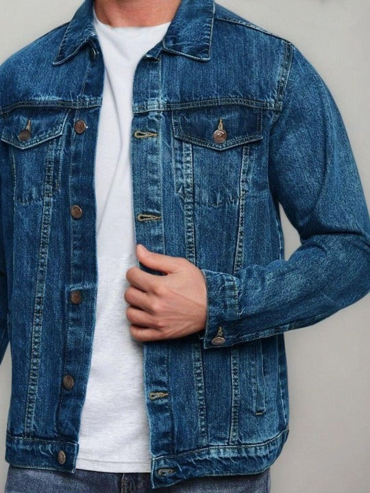 Men's Solid Denim Jacket – Classic Casual Style for Pakistani Weather | PARINDA