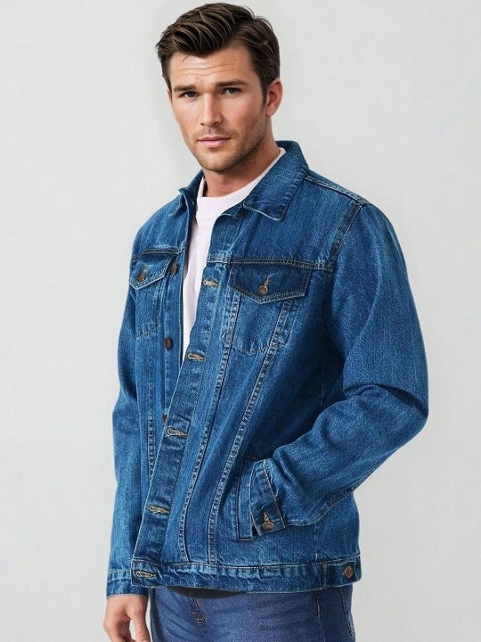 Men's Solid Denim Jacket – Classic Casual Style for Pakistani Weather | PARINDA