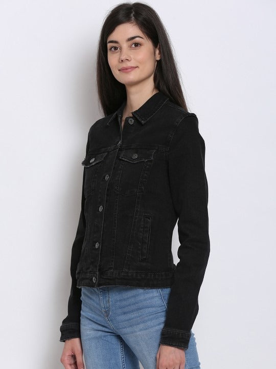 Long Sleeves Washed Denim Jacket – Classic Washed Finish for Pakistan | PARINDA