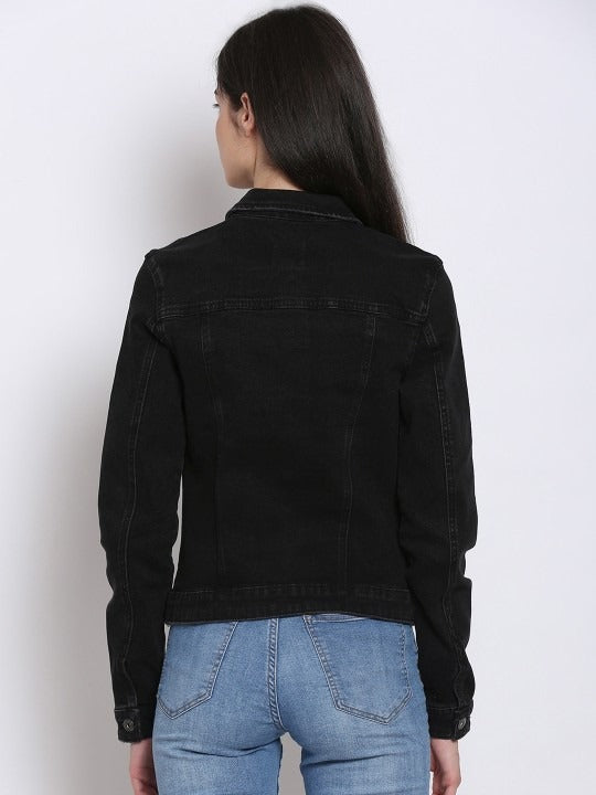 Long Sleeves Washed Denim Jacket – Classic Washed Finish for Pakistan | PARINDA