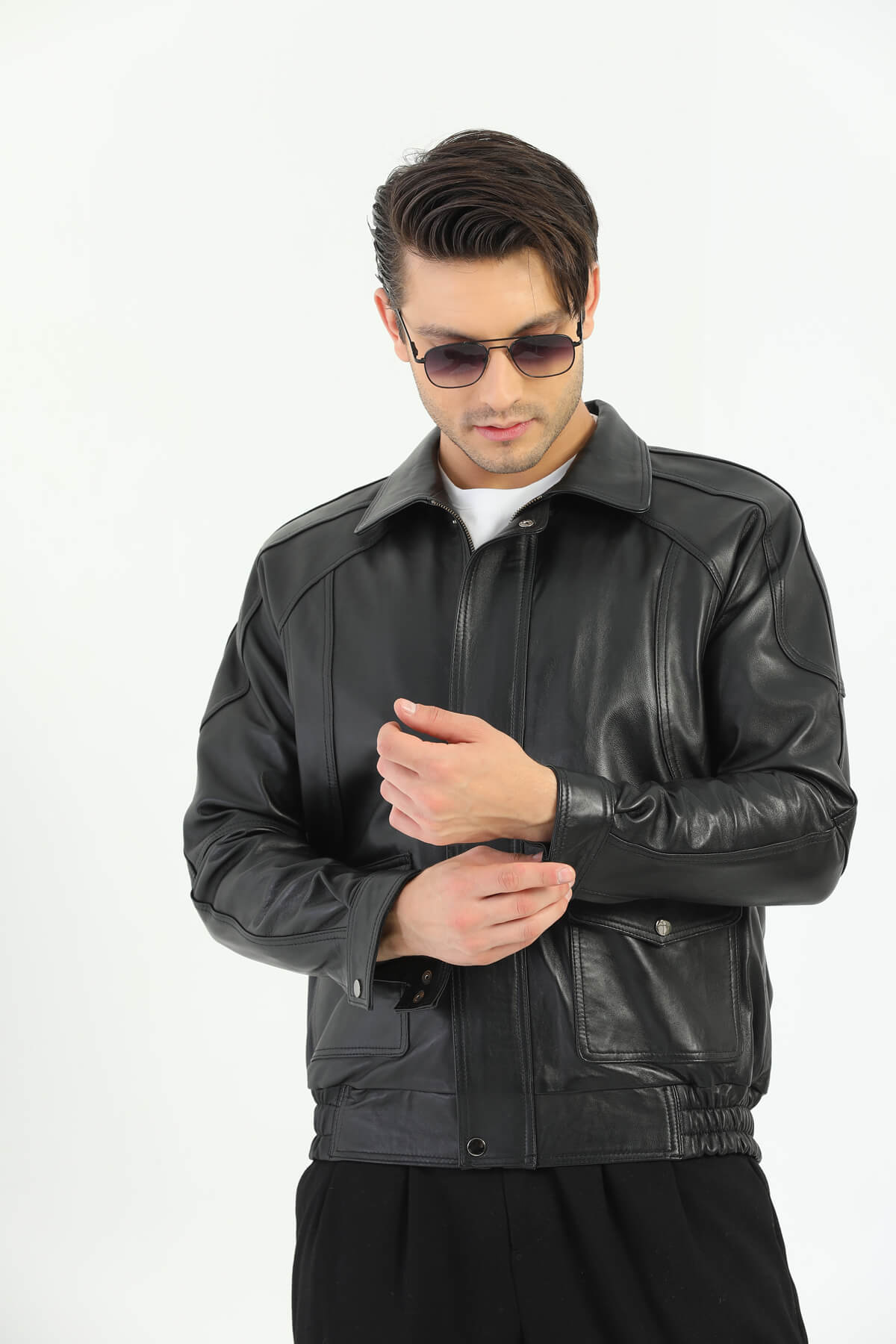 Rovigo Black Leather Jacket For Men