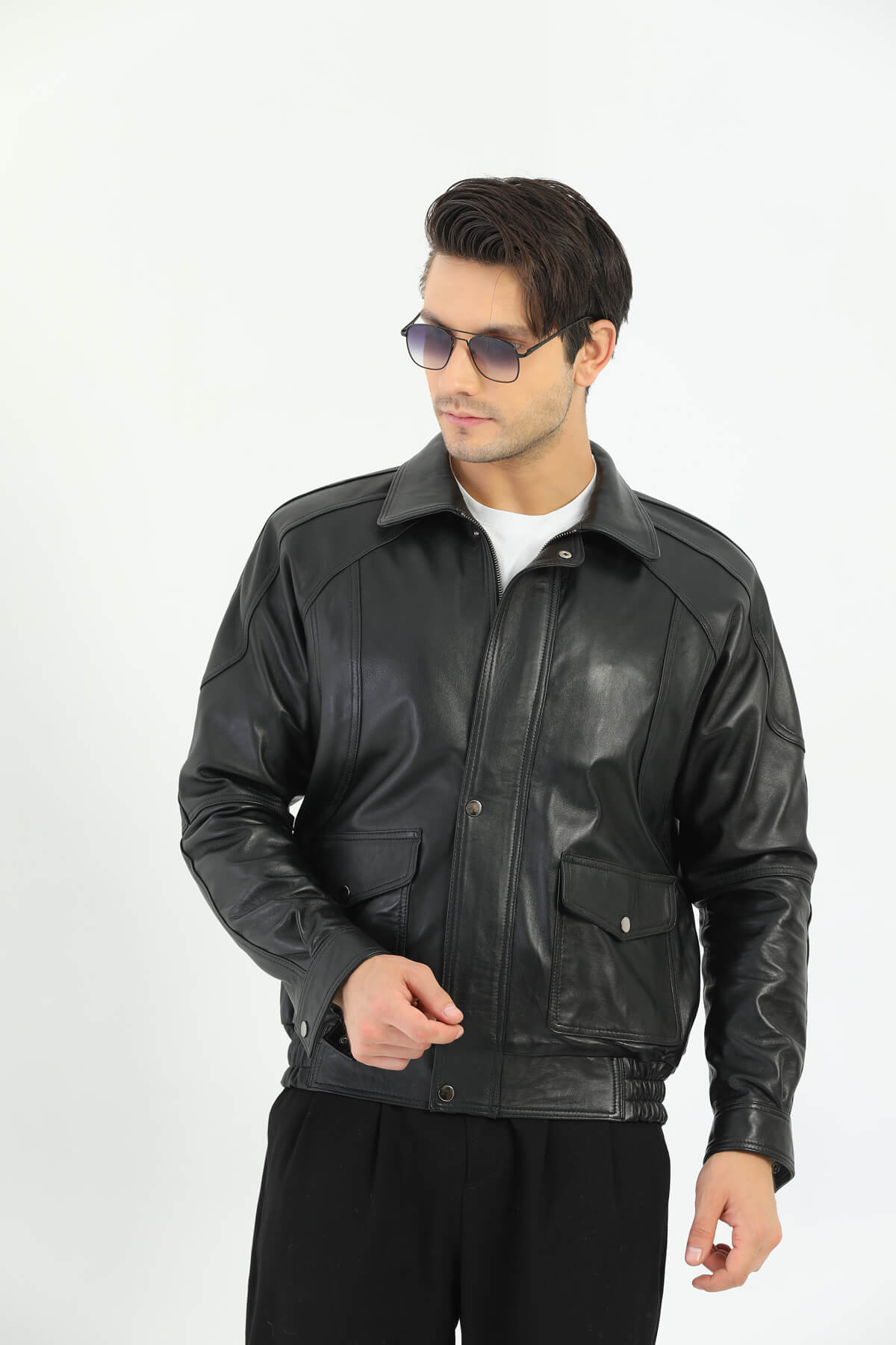 Rovigo Black Leather Jacket For Men