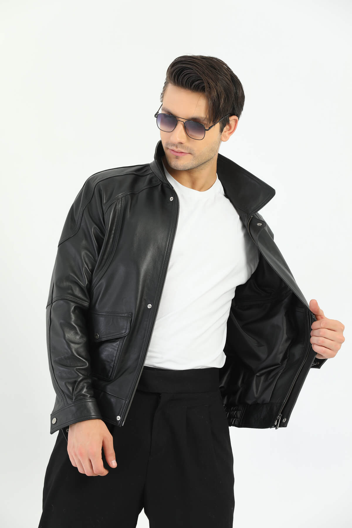 Rovigo Black Leather Jacket For Men