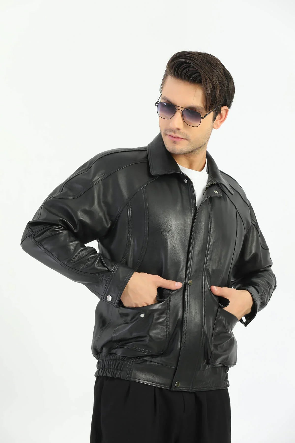 Rovigo Black Leather Jacket For Men