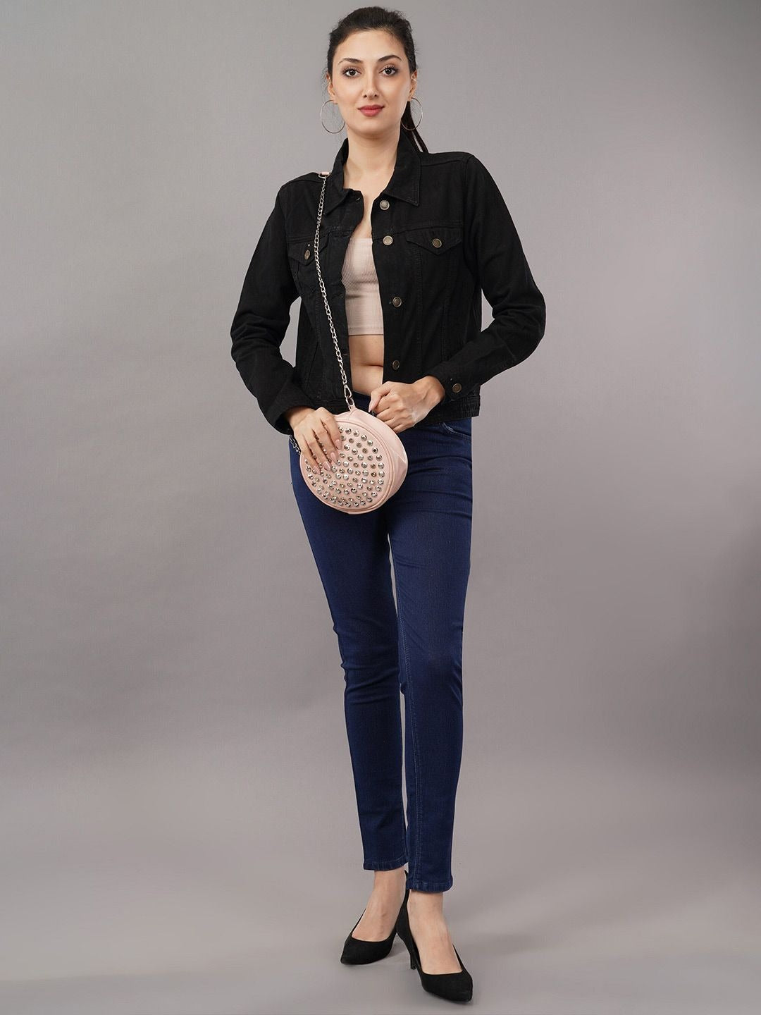 Black Long Sleeves Denim Jacket – Sleek, Versatile Outerwear for Pakistan | PARINDA