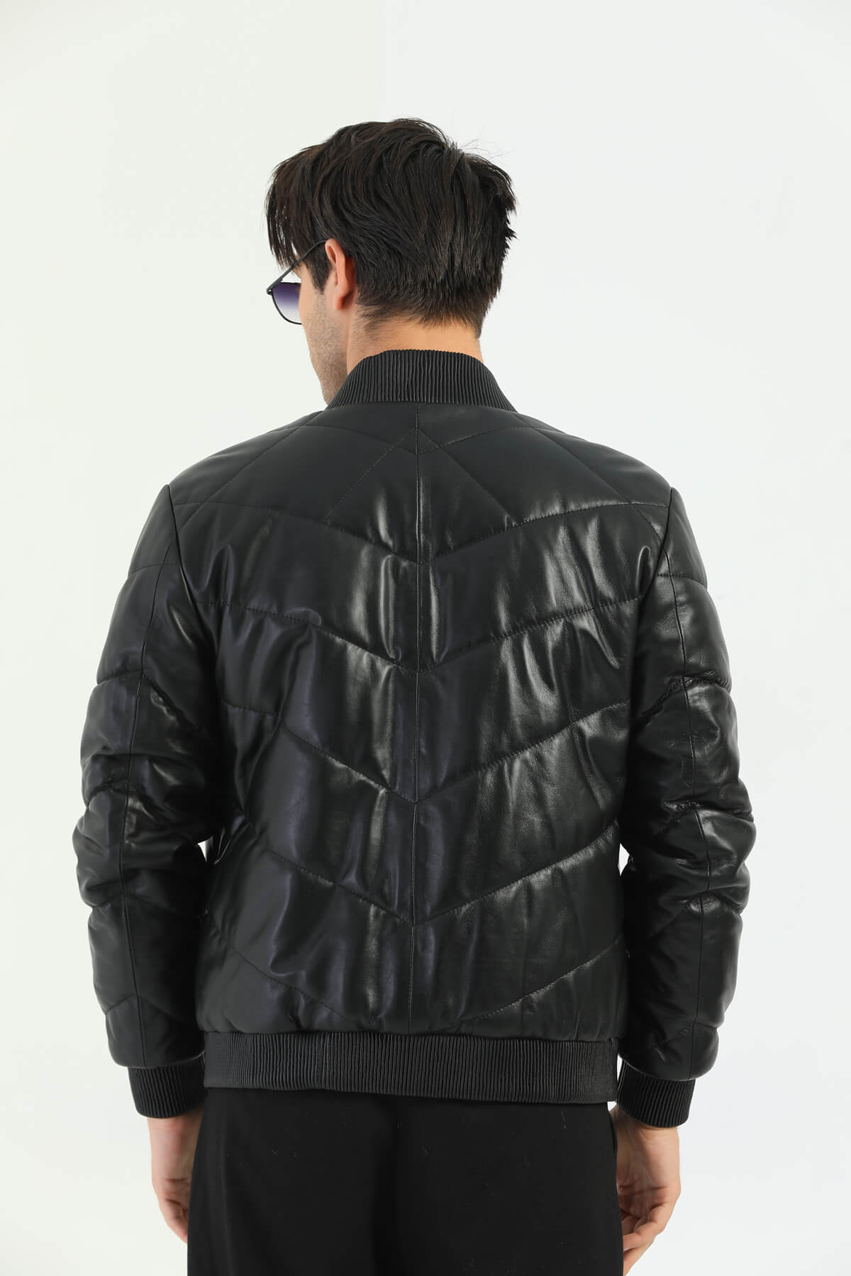 PRINDA Taranto Black Leather Bomber Jacket