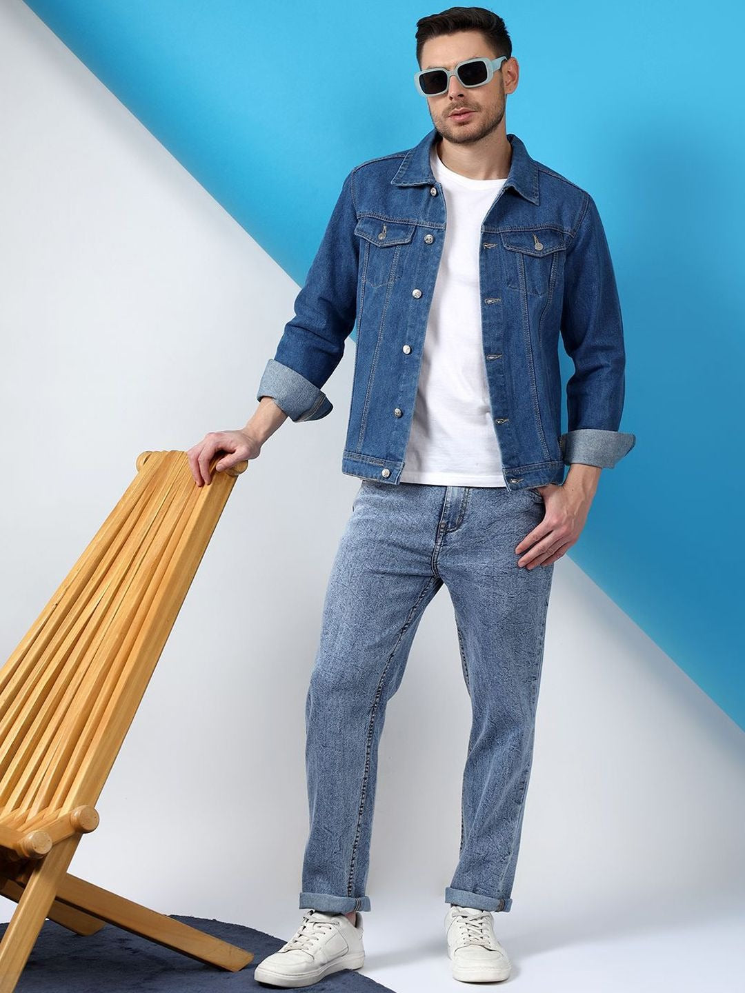 Men Spread Collar Denim Jacket – Smart, Breathable Everyday Wear in Pakistan | PARINDA