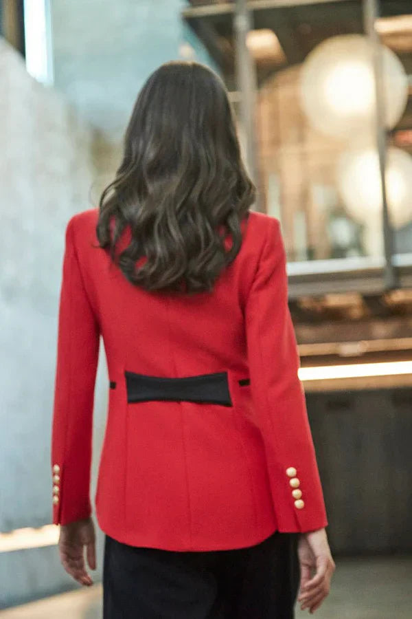 PRINDA Black Red Military Women Blazer