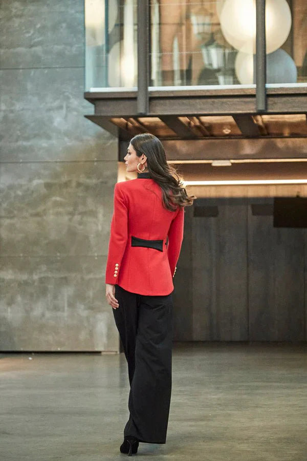 PRINDA Black Red Military Women Blazer