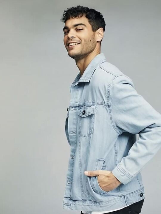 Blue Spread Collar Washed Denim Jacket – Stylish, Breathable Streetwear for Pakistani Men | PARINDA
