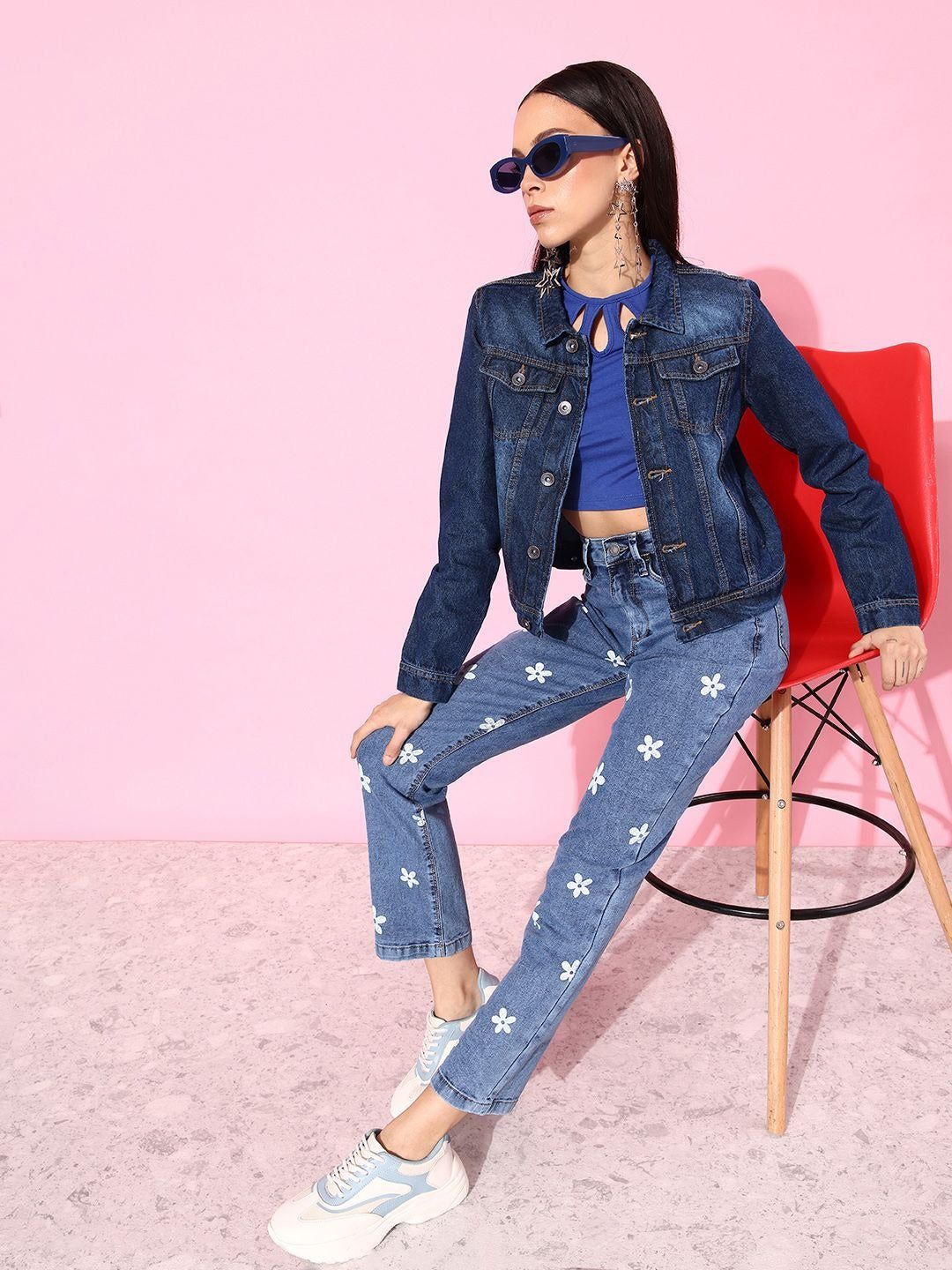 Women Blue Washed Denim Trucker Jacket – Classic Washed Trucker for Pakistan | PARINDA
