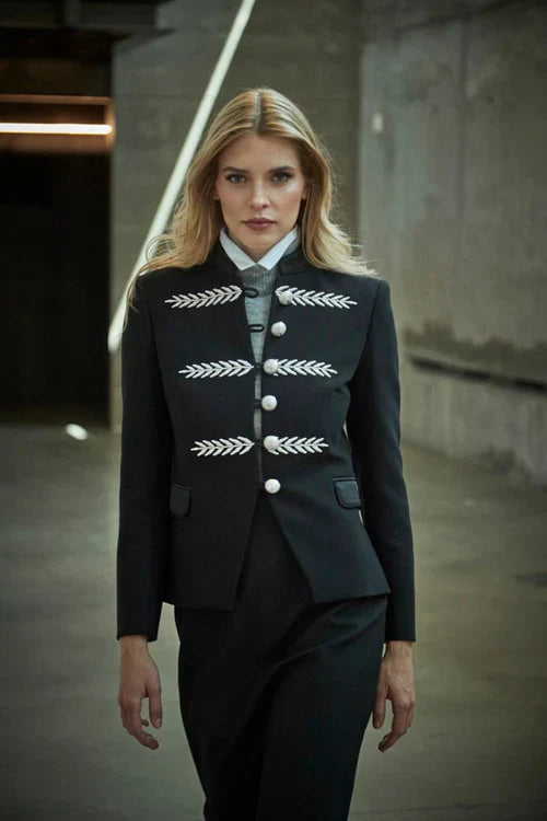 PRINDA Black Blazer with Silver Embroidery