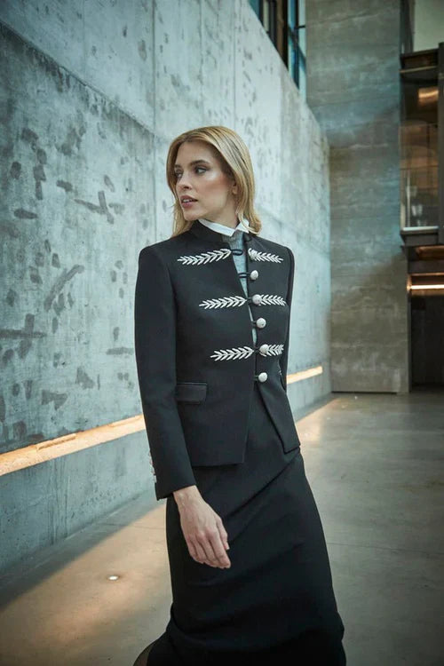 PRINDA Black Blazer with Silver Embroidery