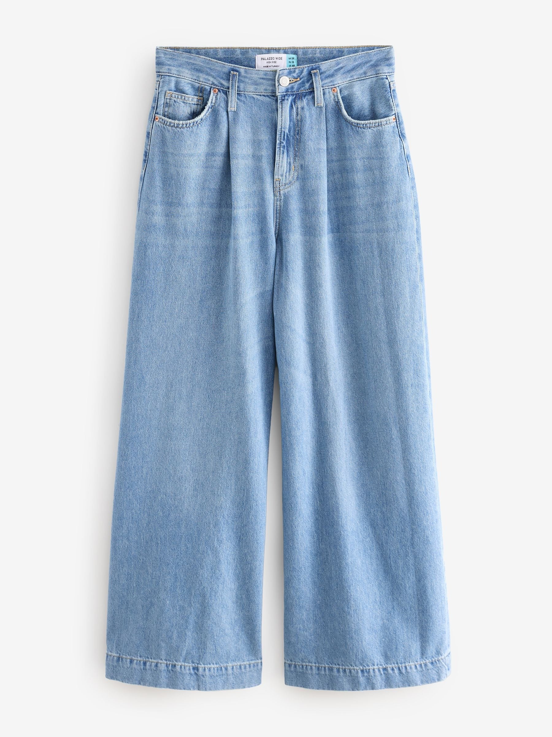 Women Mid Blue Palazzo Wide Leg 100% Cotton Jeans – Trendy Palazzo Denim for Pakistani Women | PRINDA