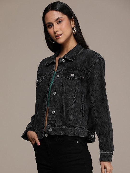 Washed Cotton Denim Jacket – Lightweight Breathable Cotton Jacket for Pakistan | PARINDA