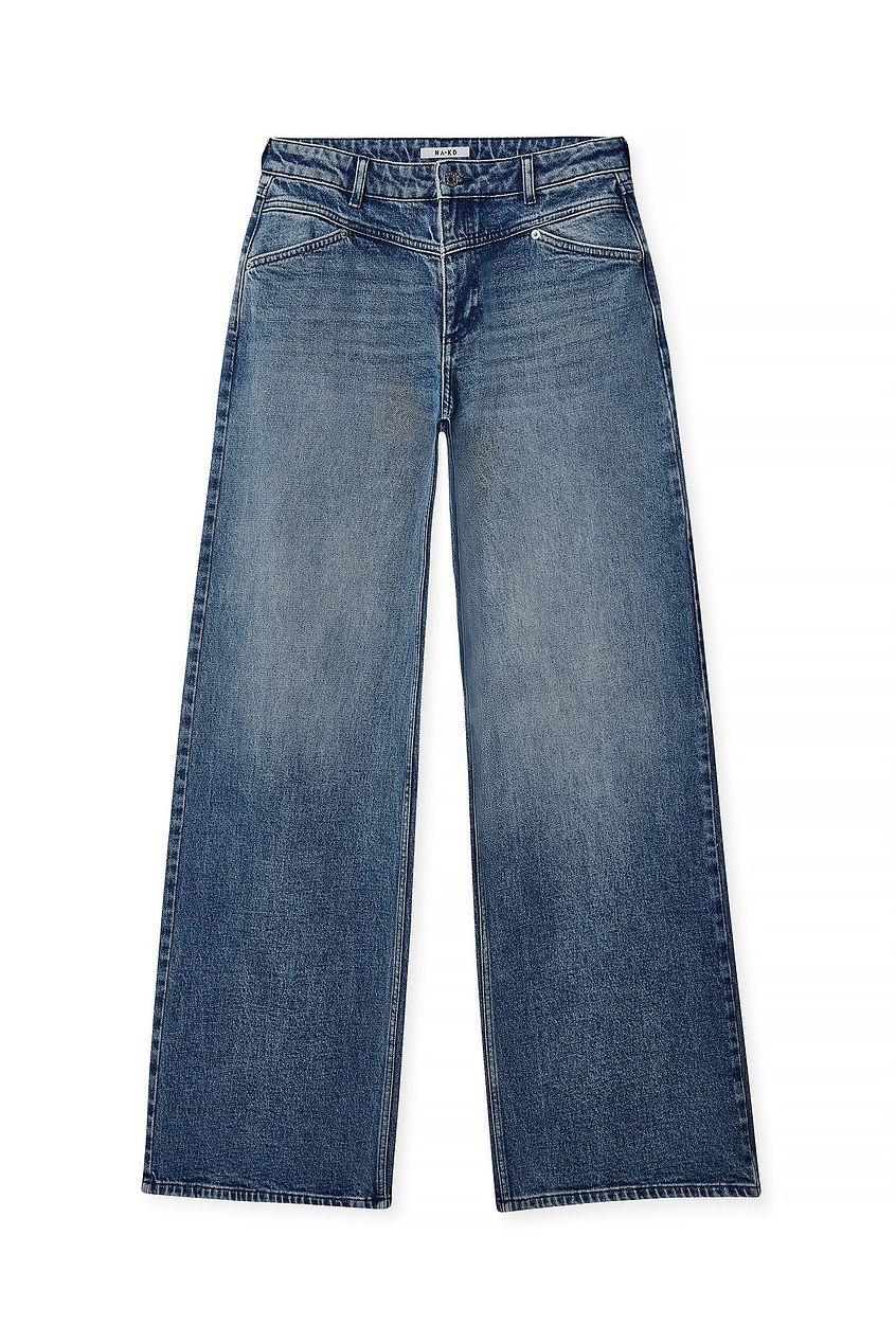 Women Low Waist Wide Leg Jeans with Seam Details – Trendy Low-Rise Baggy Denim, Structured Seams for Shape | PRINDA