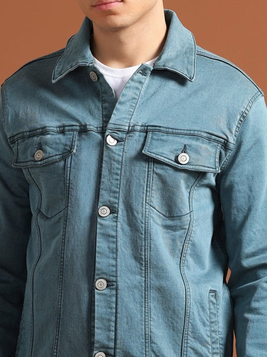 Men Solid Long Sleeves Denim Jacket – Comfortable, Durable Outerwear for Pakistani Weather | PARINDA