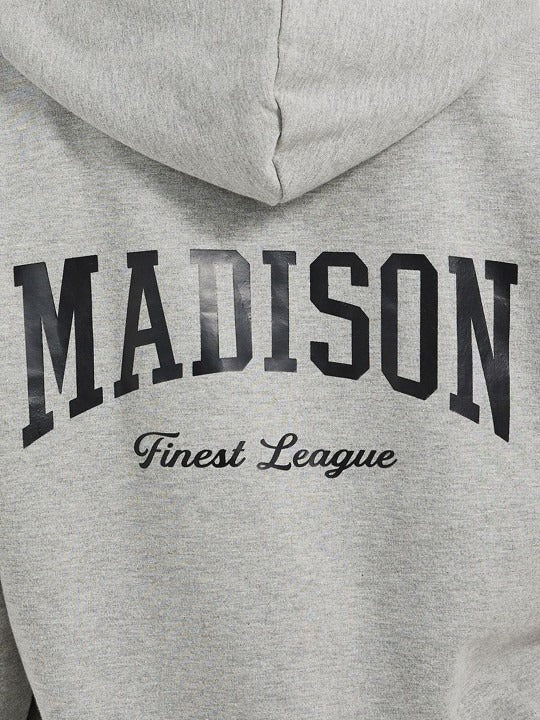 Women’s Longline Slogan Print Pullover Hoodie — Regular Fit with Kangaroo Pocket | PRINDA Pakistan