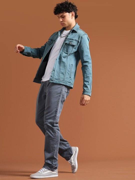 Men Solid Long Sleeves Denim Jacket – Comfortable, Durable Outerwear for Pakistani Weather | PARINDA