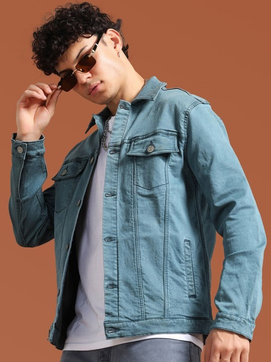 Men Solid Long Sleeves Denim Jacket – Comfortable, Durable Outerwear for Pakistani Weather | PARINDA