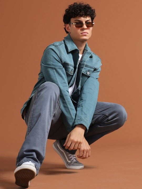 Men Solid Long Sleeves Denim Jacket – Comfortable, Durable Outerwear for Pakistani Weather | PARINDA