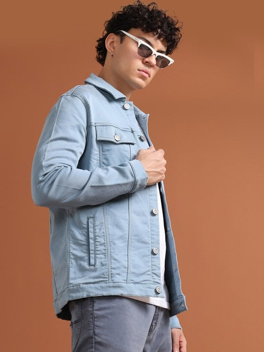 Men Solid Long Sleeves Denim Jacket – Premium Cotton Outerwear for Pakistan’s Urban Style | PARINDA