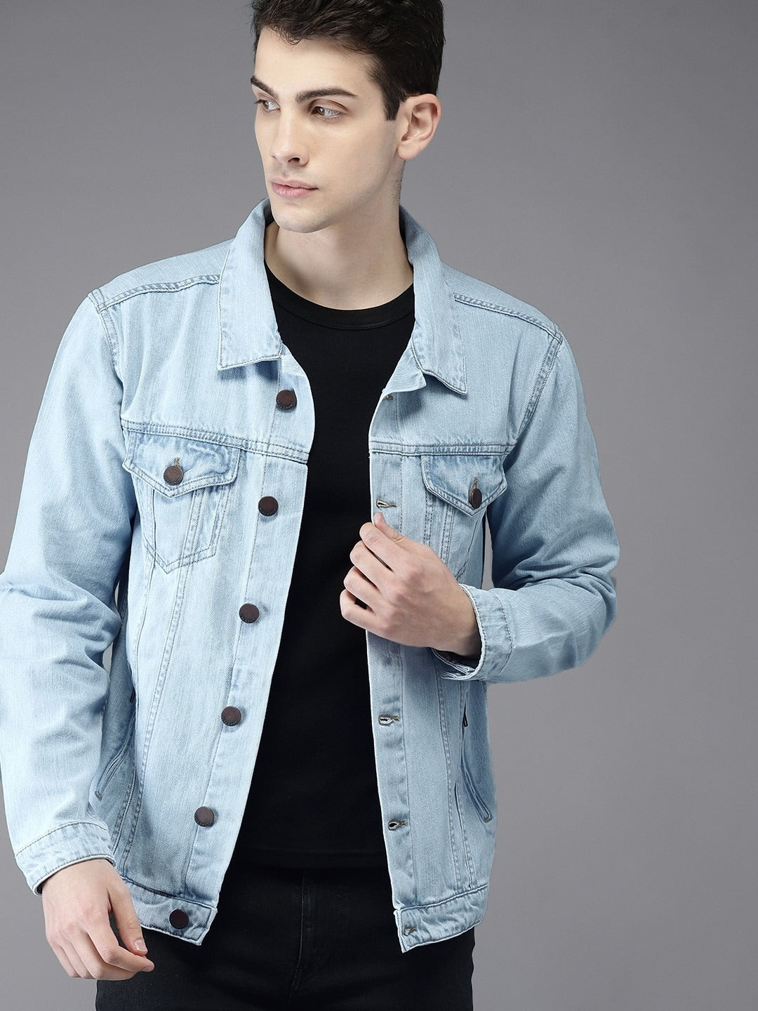 Men Solid Denim Jacket – Classic Outerwear for Pakistani Street Style | PARINDA