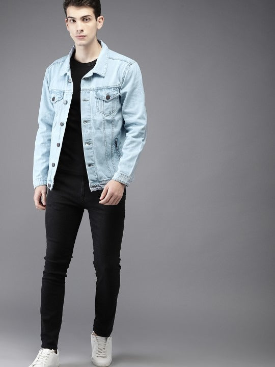 Men Solid Denim Jacket – Classic Outerwear for Pakistani Street Style | PARINDA